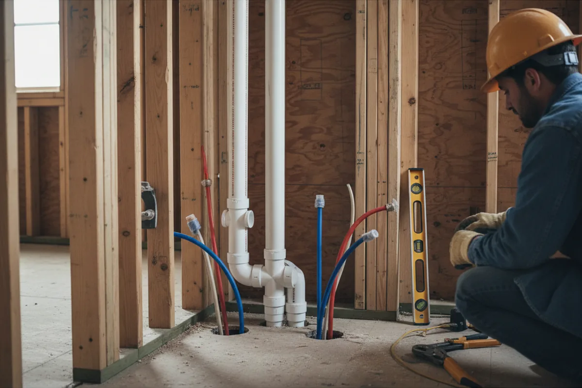 Drain and supply rough-in during Leak Detection in Sullivan